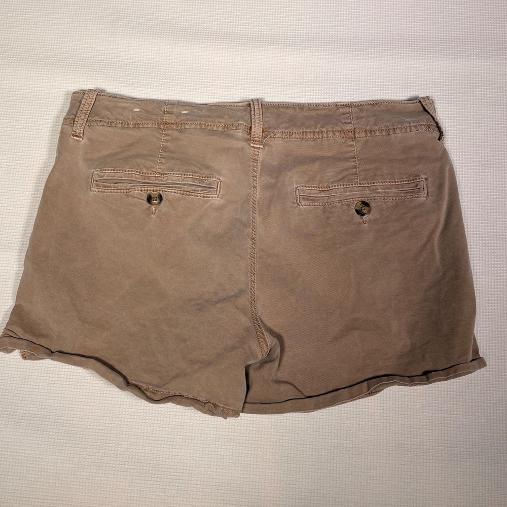 Y2K American Eagle Super Stretch Khaki Tan Midi Shorts Size 8 Casual Summer - Picture 3 of 6